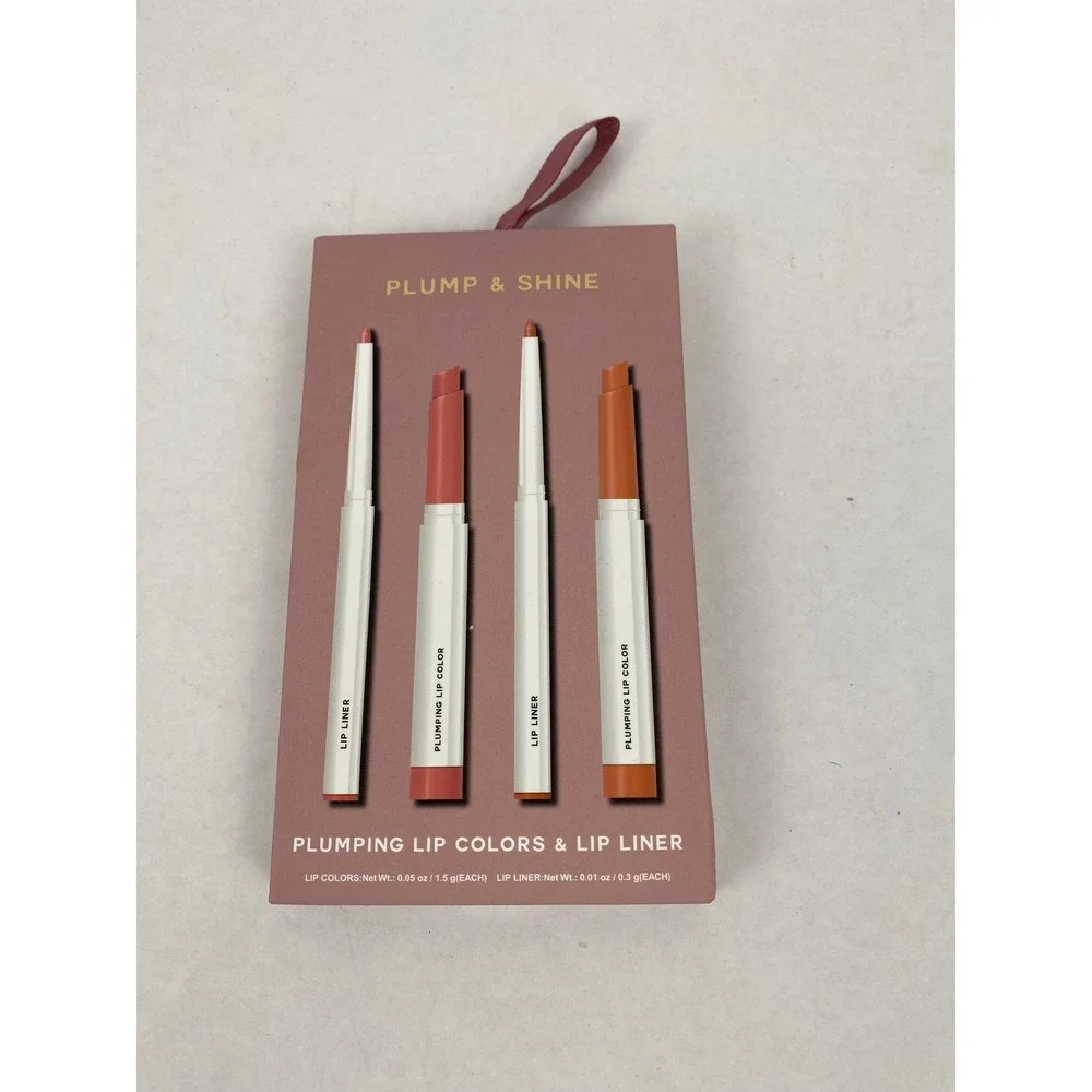 Plump & Shine 4 Piece Lip Kit Plumping Lip Colors and Lip Liners Nude Mauve NEW